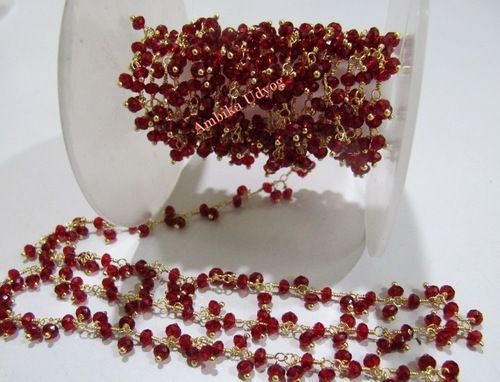 Hydro Quartz Rubellite Beaded Chain