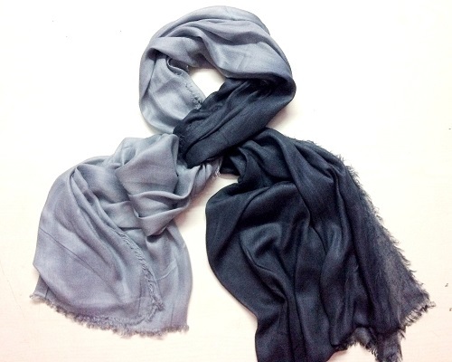 Ombrey Dye Scarf - Soft Rayon, 100x200 cm | Black and Grey Color, Handmade Design, Long Length for Daily Use