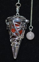 Chambered Multi Stone Pendulum - Silver, 40x15 mm, 10 Inch Chain | Precise Readings, Elegant Design, Multiple Stones