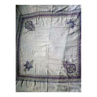 White And Purple Hand Embroidered Pashmina Shawl