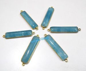 Blue Chalcedony Baguette Cabochon Connector