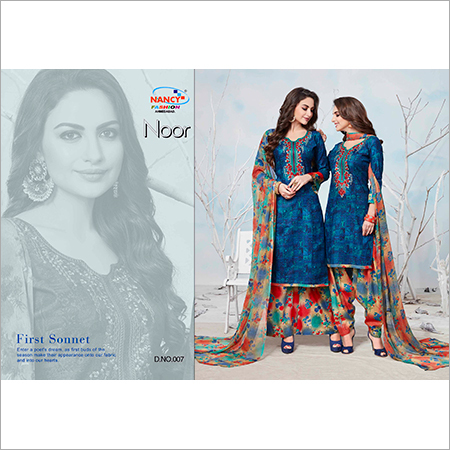 Ladies Suits - Cotton, Short Sleeves | Blue Printed Design