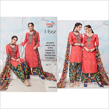 Ladies Suits - Cotton Blend, Mix Color Printed Design with Short Sleeves