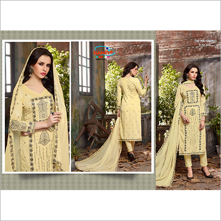 Ladies Suits - Cotton Fabric, Full Sleeves, Yellow Printed Design | Elevate Your Style with Vibrant Fashion