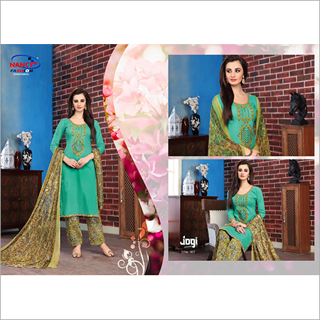 Ladies Suits - Cotton Material, Printed Design , Green Color, Short Sleeves Stylish Wear