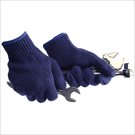 Blue Cotton Safety Gloves