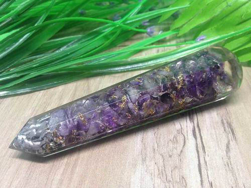 Amethyst Faceted Orgone Massage Wands - Amethyst, 5-7 Inches, Purple | Energy Healing, Massage Tool, Chakra Balancing