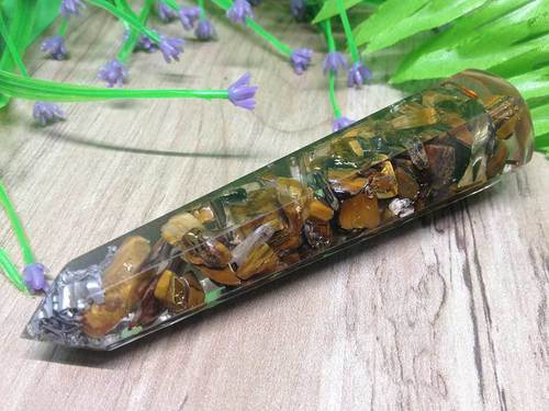 Tiger Eye Faceted Orgone Massage Wand