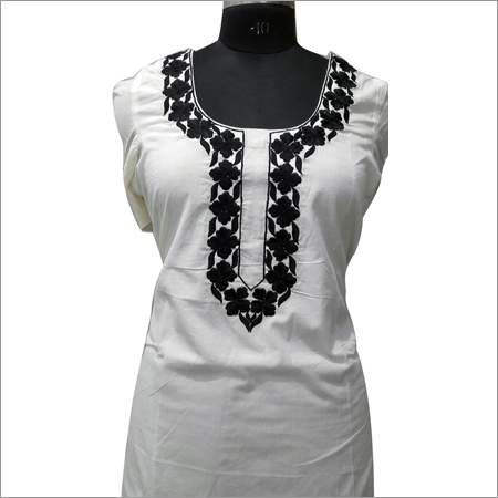 Ladies Black And White Thread Embroidery Kurta