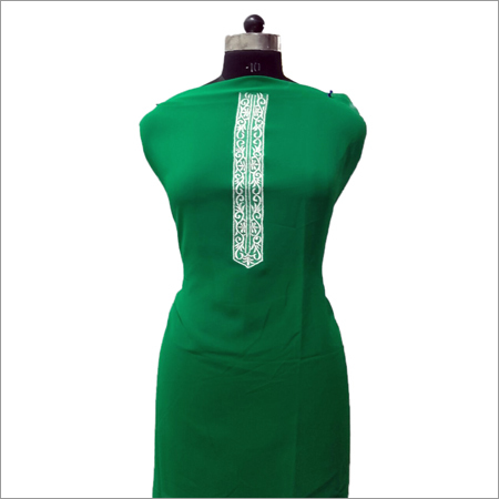 Ladies Green Georgette Fabric With Cream Embroidery Kurta
