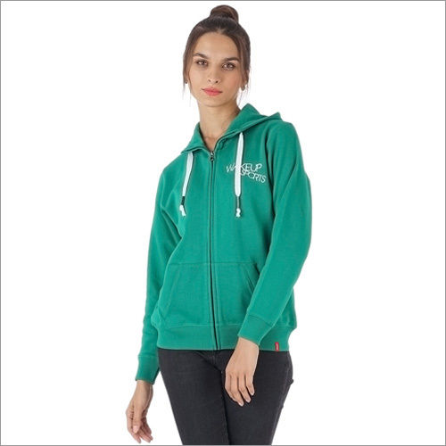 Green Ladies Hooded Sweatshirt