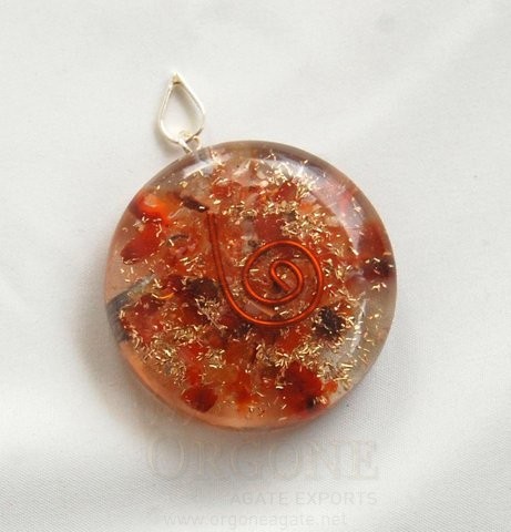 Carnelian Orgone Disc Pendant