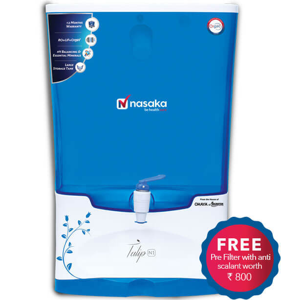 Tulip Water Purifier - 331x263x478 mm, Blue | 7 Stages, 10 litres/hr Flow Rate, Mineral Retention, Space Saving, Easy Installation, Pan India Service