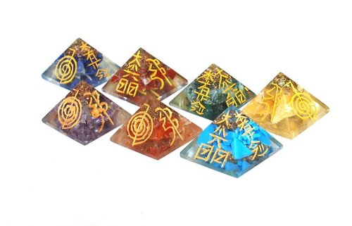 Orgone Engraved Chakra Pyramids