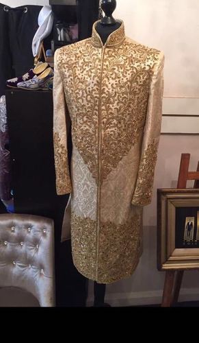 DESIGNER GOLDEN SHERWANI FOR GROOM