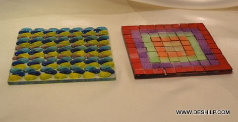 COASTER,GLASS COASTER,COLOR COASTER,MOSAIC FROST COASTER