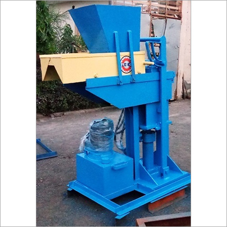 Hydraulic Interlocking Block Machine - Cement Material, Electric Motor 5 H.P. | High Durability, Automatic, Sky Blue Color, Industrial Use