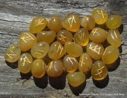 Onyx Rune Set - Onyx Material, 10-15mm Tumbled Amber Stones | Handcrafted Precise Runic Carvings, Spiritual Divination