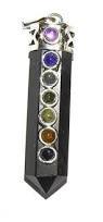 Black Tourmalin 7 Chakra Pencil Pendant