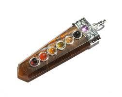 Tiger Eye Flat Pencil 7 Chakra Pendant