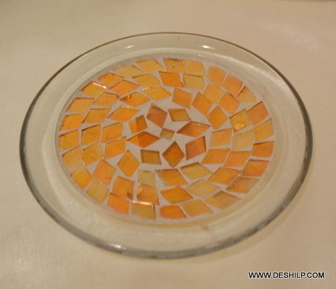 Mosaic Clear Glass Coaster Plate