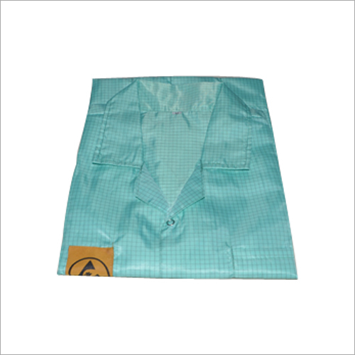 Green ESD Apron - Electrostatic Discharge Plastic, Full Sleeves, Green | Spread Collar, Button Placket, Pocket, Lightweight, Perfect Fit