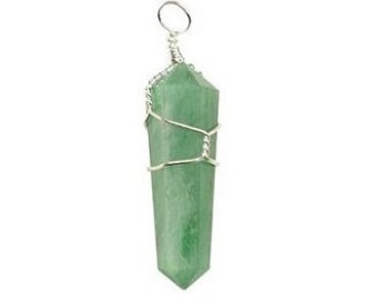Wire Wrapped Green Aventurine Point Pendant