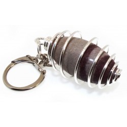 Shiva Lingam Narmada Wire Wrapping Stone Keyring - Stone, Metal, 2x1 Inches, Gray | Spiritual, Portable, Oval Keychain