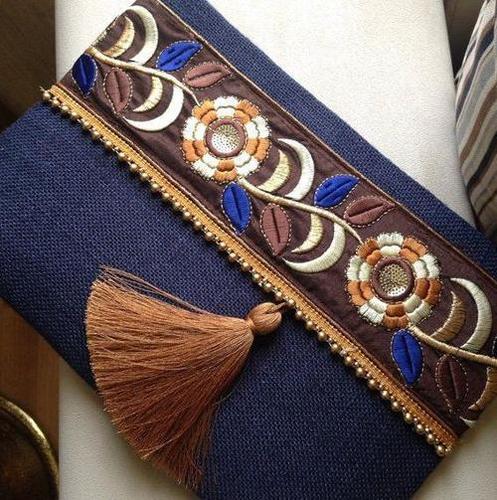 Jute emboidery pouch