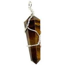 Tiger Eye Wire Wrap Flat Point Pendant