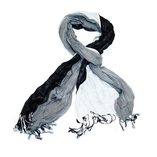 More Than One Black And White Yarn Dyed Scarf