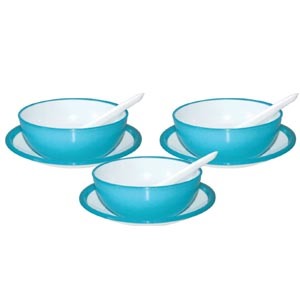 Round Microwave Safe Soup Bowl Set DEZIRE DOUBLE COLOR WITH PLATE