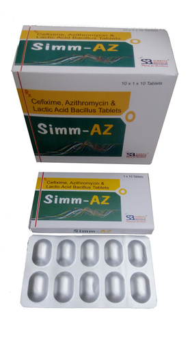 Cefixime Trihydrate, Azithromycin Dihydrate & Lactic Acid Bacillus Tablets