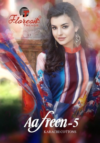 GLAZE COTTON SILK FABRICS PRINTED DRESS MATERIALS FLOREON TRENDS AAFREEN -5