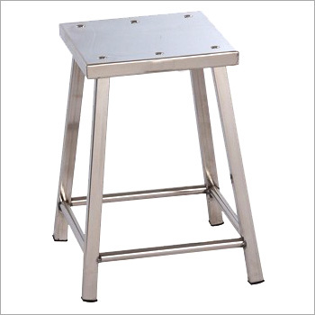 Ward Stool - Stainless Steel, Variable Dimensions, Rubber Base | Durable, Stable, Hygienic, Easy to Clean, Lightweight, Space Saving, Polished Finish, A-Frame Legs, 150kg Load Capacity