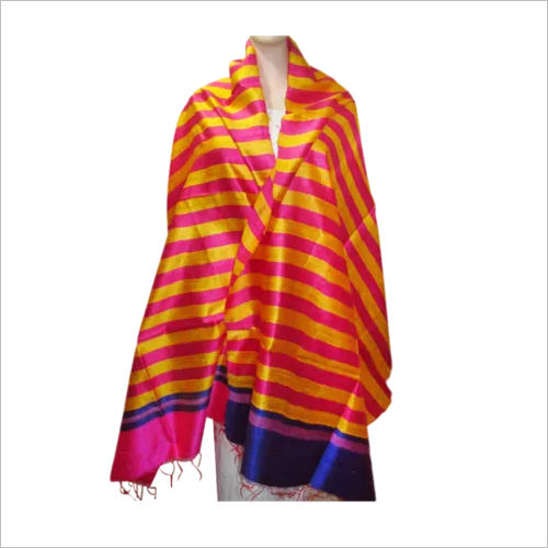 Yellow & Pink Tussar Dupion Dupatta