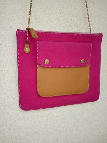 Pink Canvas Handmade Crossbody Bag