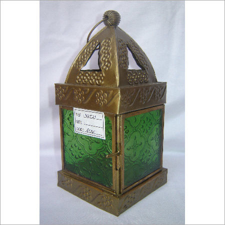 Golden And Green Brass Hanging Lantern