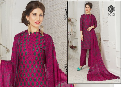 AMERICAN CREAP WITH CHIFFON DUPATTA WITH LACE BORDER APSARA VOL-4 BY ARISHTA FASHION