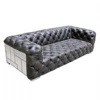 Aviator Black Leather Chesterfield Sofa