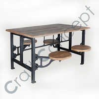 Wooden & Metal Dining Table With 4 Seating No Assembly Required