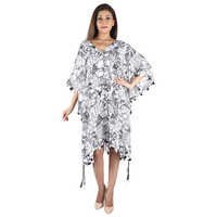 Mix Colours Cotton Printed Kaftan Black And White With Laces