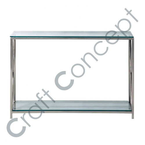 Steel & Chrome Glass Console Table No Assembly Required