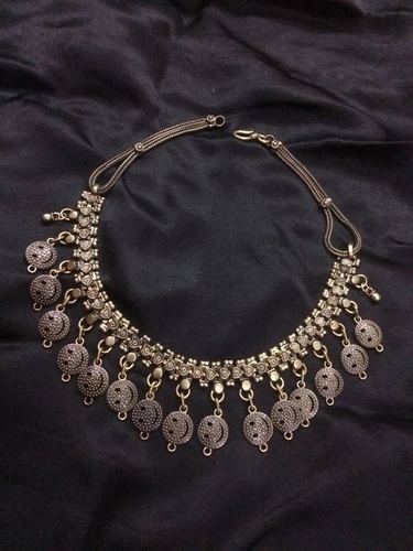 GS Brass Coloured Set - Brass, 16 Inches, Clasp Fastening | Smiley Design, Stylish Neck Adornment, Trendy Elegant Look