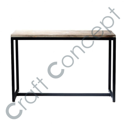 Solid Wood & Iron Console Table No Assembly Required