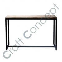 Solid Wood & Iron Console Table No Assembly Required