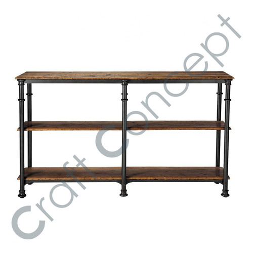 Recycled Black Solid Wood Console Table No Assembly Required