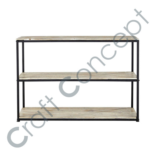 Solid Wood & Metal Console Table No Assembly Required