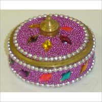 Pink And Golden Jaipuria Sindoor Box