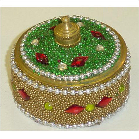 Golden And Cream Designer Meenakari Box